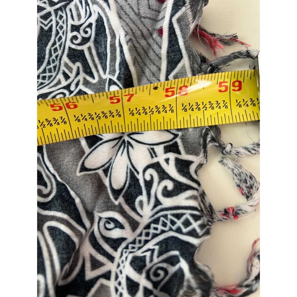 Tribal SeaTurtle Hibiscus Beach Wrap Sarong Hawaiian Vacation Fringe Coverup - Picture 4 of 6